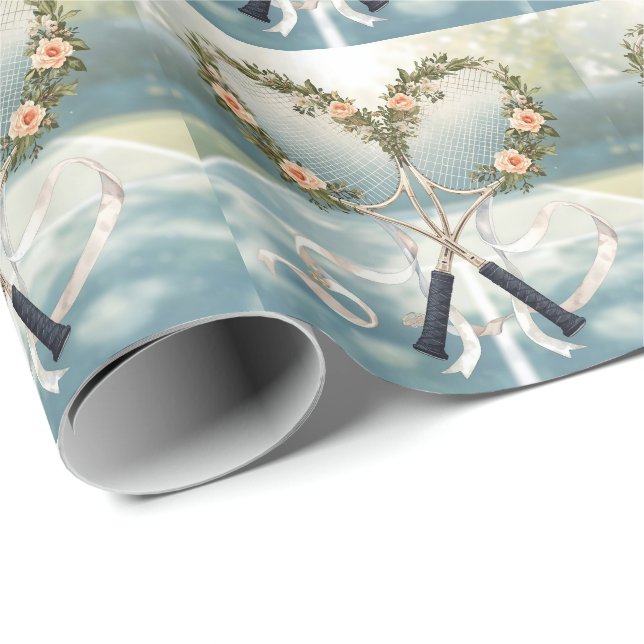 Papel De Regalo Tennis Racket with Floral  (Esquina del rollo)