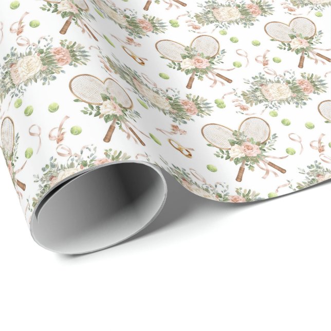 Papel De Regalo Tennis Racket with Floral  (Esquina del rollo)