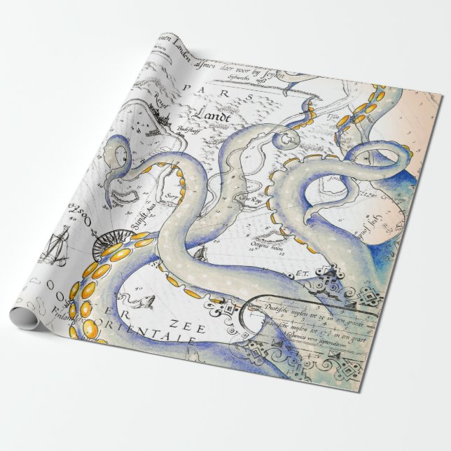 Papel De Regalo Tentáculos de pozo de mapa de cosecha (Desenrollado)