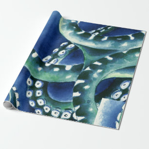 Papel De Regalo Tentáculos verdes azules