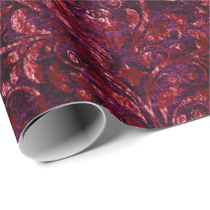 Papel De Regalo Terciopelo machacado damasco real Burgund marrón
