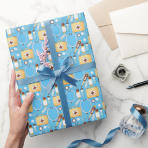 Papel De Regalo Termómetro de estetoscopio de patrón médico de enf