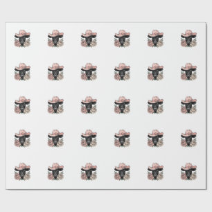 Papel De Regalo Ternera vaquera rosa con peonías vector vintage_1