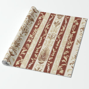 Papel De Regalo Terracota Estilo Francés Toile Floral Raya