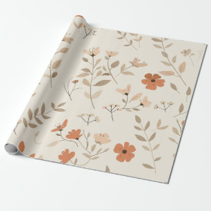 Papel De Regalo Terracota Naranja Flor Silvestre Femenina Boho