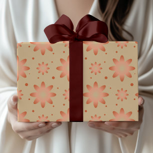 Papel De Regalo Terracota naranja y beige arena delicada margarita
