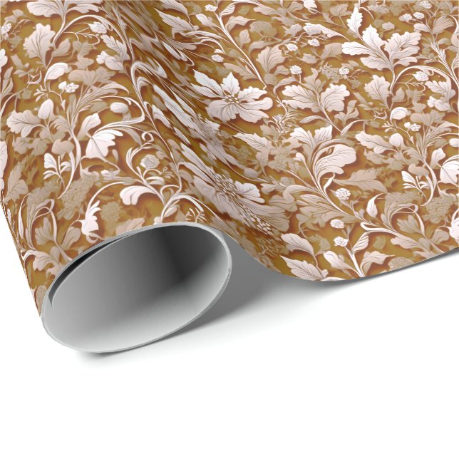 Papel De Regalo Terracota quemada Naranja Boho botánico moderno (Esquina del rollo)