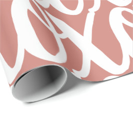 Papel De Regalo Terracota Rosa Blanco Patrón