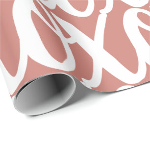 Papel De Regalo Terracota Rosa Blanco Patrón