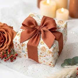 Papel De Regalo Terracota Terrosa Flores Caprichosas Otoño Dibujad