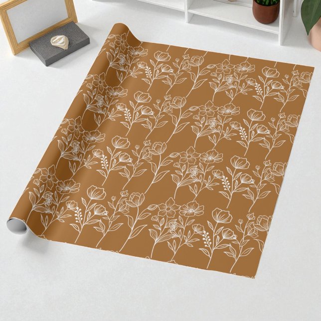 Papel De Regalo Terracotta Boda de otoño con flores botánicas (Subido por el creador)