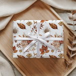 Papel De Regalo Terracotta Rust Boho Floral Fall<br><div class="desc">Envuelve tus regalos con el encanto del otoño con este papel de envolver personalizado, con un diseño botánico cautivador. Un suave fondo blanco resalta una hermosa mezcla de cálidas hojas de terracota, delicadas flores de crema y sutiles acentos marrones, creando un elegante patrón. Esta encantadora obra de arte añade un...</div>