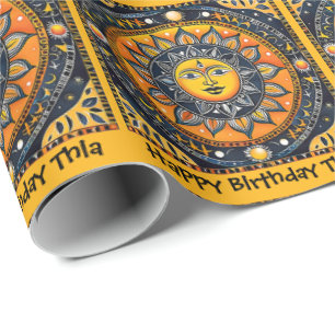 Papel De Regalo Terracotta Sun Personalize Name Birthday Roll of