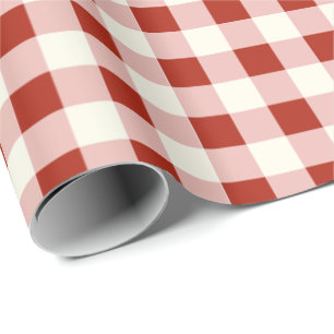 Papel De Regalo Terracotta y rosa suave Cottagecore Gingham