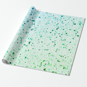 Papel De Regalo Terrazzo elegante Retro Verde Azul Verde azulado