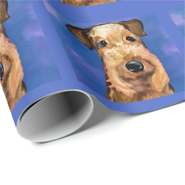 PAPEL DE REGALO TERRIER AIREDALE          (Esquina del rollo)