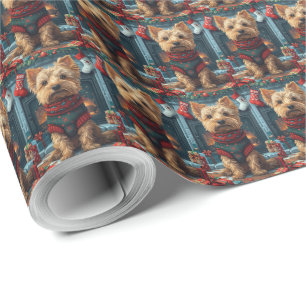 Papel De Regalo Terrier Australiano con regalos de Navidad Chimene