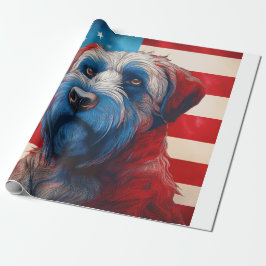 Papel De Regalo Terrier Cairn Patriótico Bandera Americana
