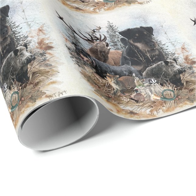 Papel De Regalo Terrier de caza (Esquina del rollo)