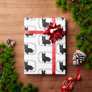 Papel De Regalo Terrier escocés en marco celta