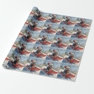 Papel De Regalo Terrier Escocés en Trineo Deja que Nieve Navidad