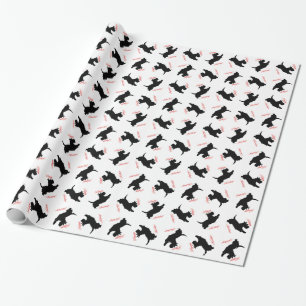 Papel De Regalo Terrier Escocés Felices Fiestas