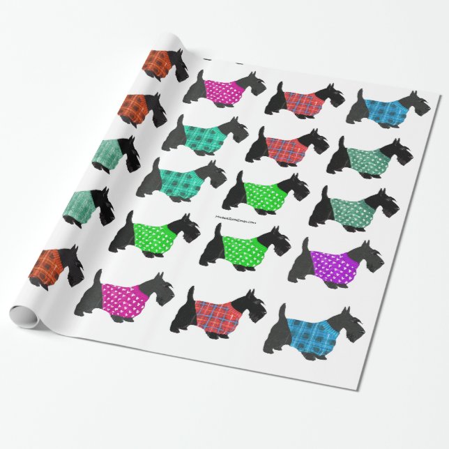 Papel De Regalo Terriers escoceses con suéteres (Desenrollado)