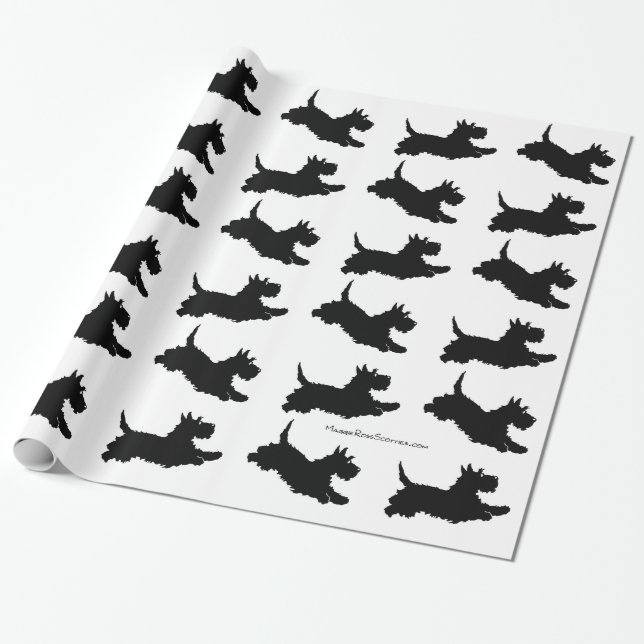 Papel De Regalo Terriers escoceses corriendo (Desenrollado)