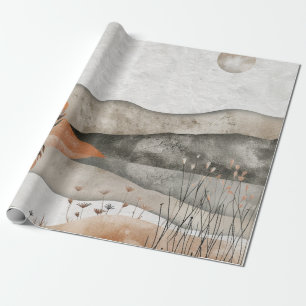 Papel De Regalo Terroso paisaje lunar de terracota bohemio del lag