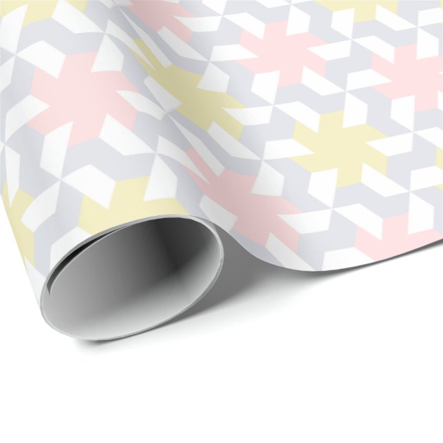 Papel De Regalo Teselación de las ruedas rosadas y amarillas (Esquina del rollo)