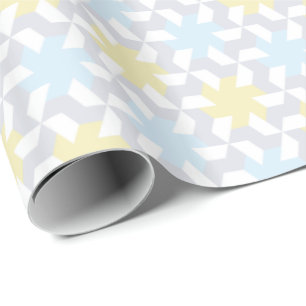 Papel De Regalo Teselación moderna de rosca azul y amarilla