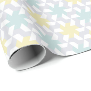 Papel De Regalo Teselación moderna de rosca verde y amarillo