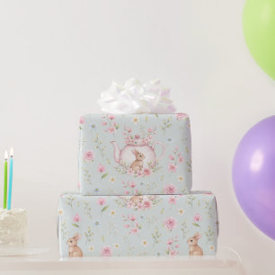 Papel De Regalo Tetera Conejo Caprichoso Floral