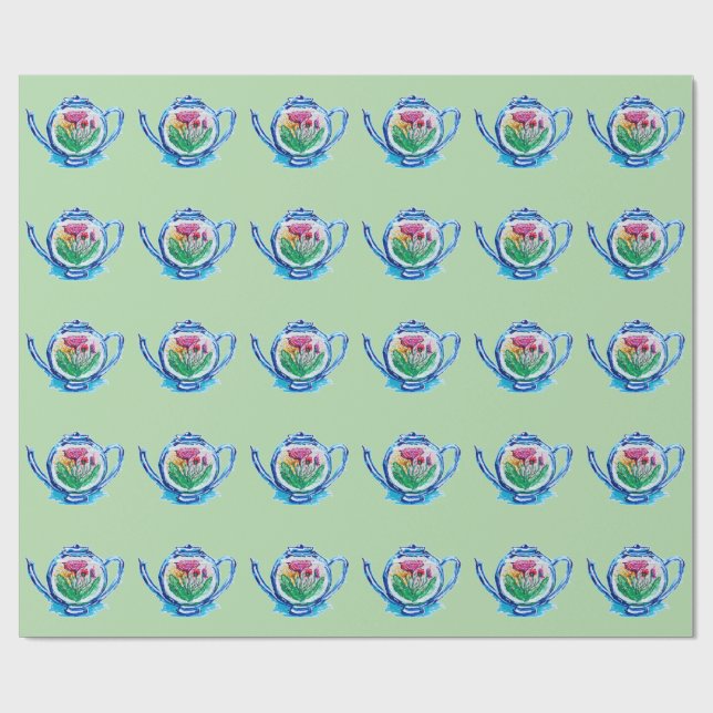 Papel De Regalo Tetera de flores (Superficie plana)