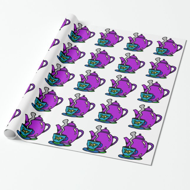 Papel De Regalo Tetera púrpura (Desenrollado)