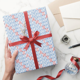 Papel De Regalo TEXAN rojo y azul Neon