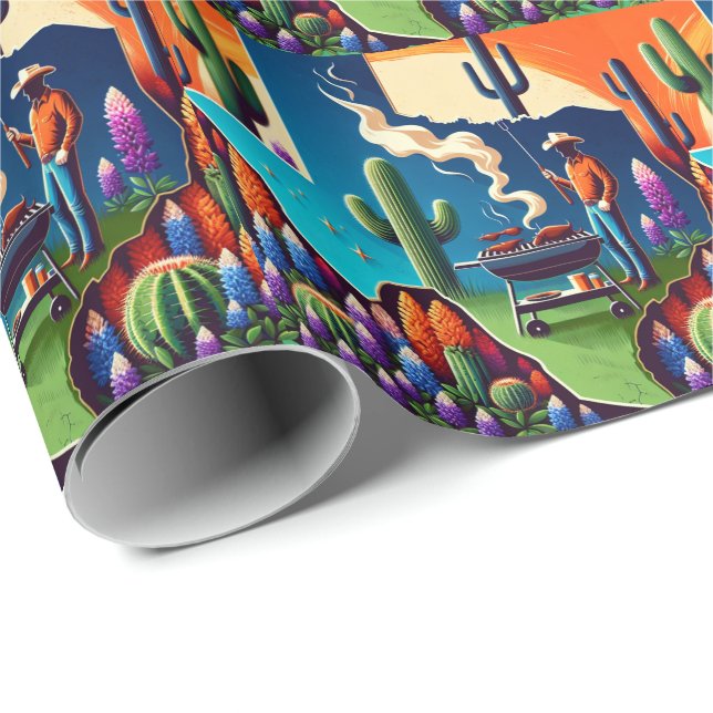 Papel De Regalo Texas BBQ Fiesta 1 (Esquina del rollo)