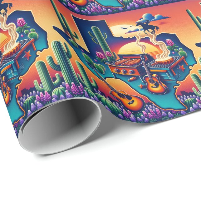 Papel De Regalo Texas BBQ Fiesta 2 (Esquina del rollo)