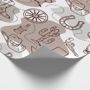 Papel De Regalo Texas Cowboy Western Doodle