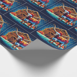 Papel De Regalo Texas Longhorn De pie por Navidades Barn