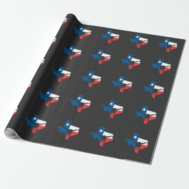 Papel De Regalo Texas State Flag Longhorn silueta (Desenrollado)