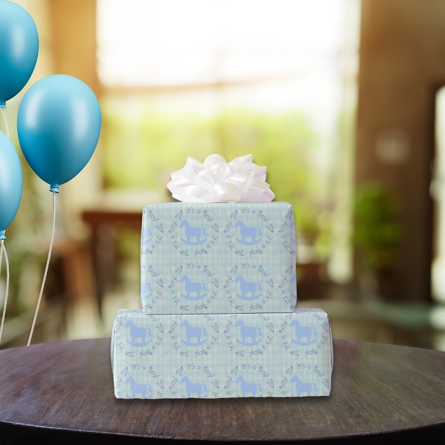 Papel De Regalo Texto circular de caballo de roca azul (Subido por el creador)