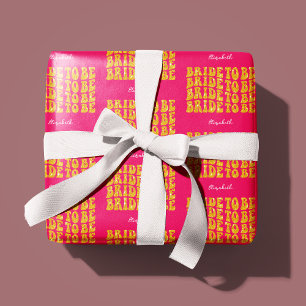 Papel De Regalo Texto con brillo dorado para futura novia con nomb