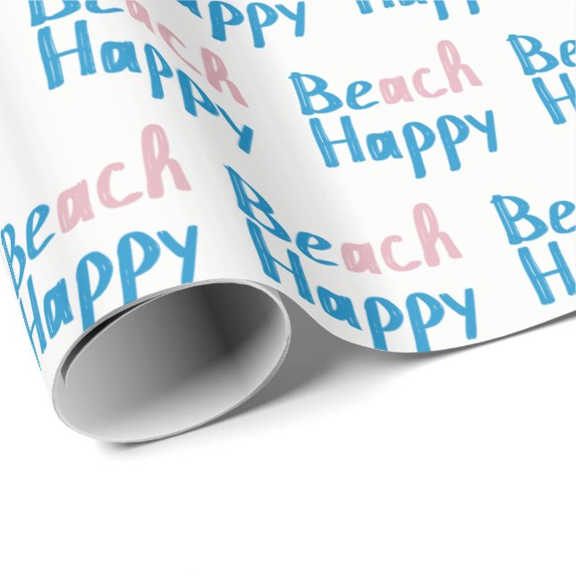 Papel De Regalo Texto de Beach Happy (Esquina del rollo)