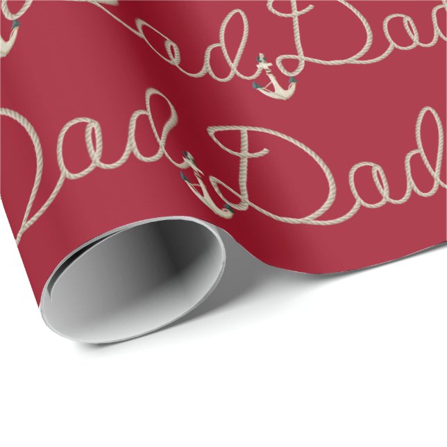 Papel De Regalo Texto de papá en diseño de papa náutica (Esquina del rollo)