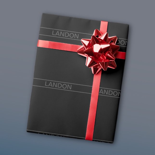 Papel De Regalo Texto de personalizable | Negra y gris oscuro (Subido por el creador)
