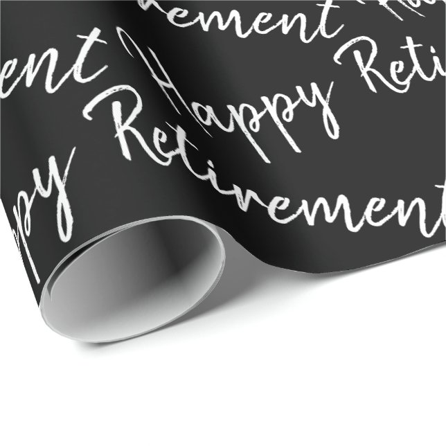 Papel De Regalo Texto de retiro feliz en negro (Esquina del rollo)
