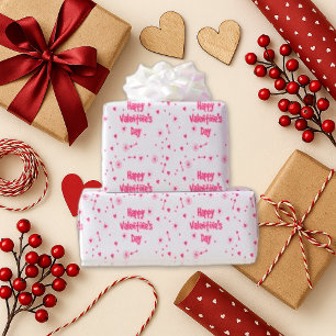 Papel De Regalo Texto de San Valentín rojo rosado juguetón