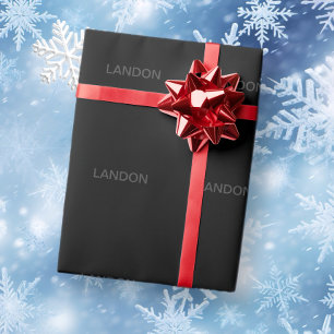 Papel De Regalo Texto editable moderno Gris oscuro y negro