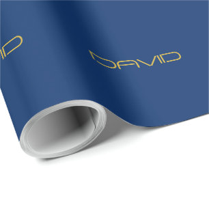 Papel De Regalo Texto elegante editable Oro y azul marino
